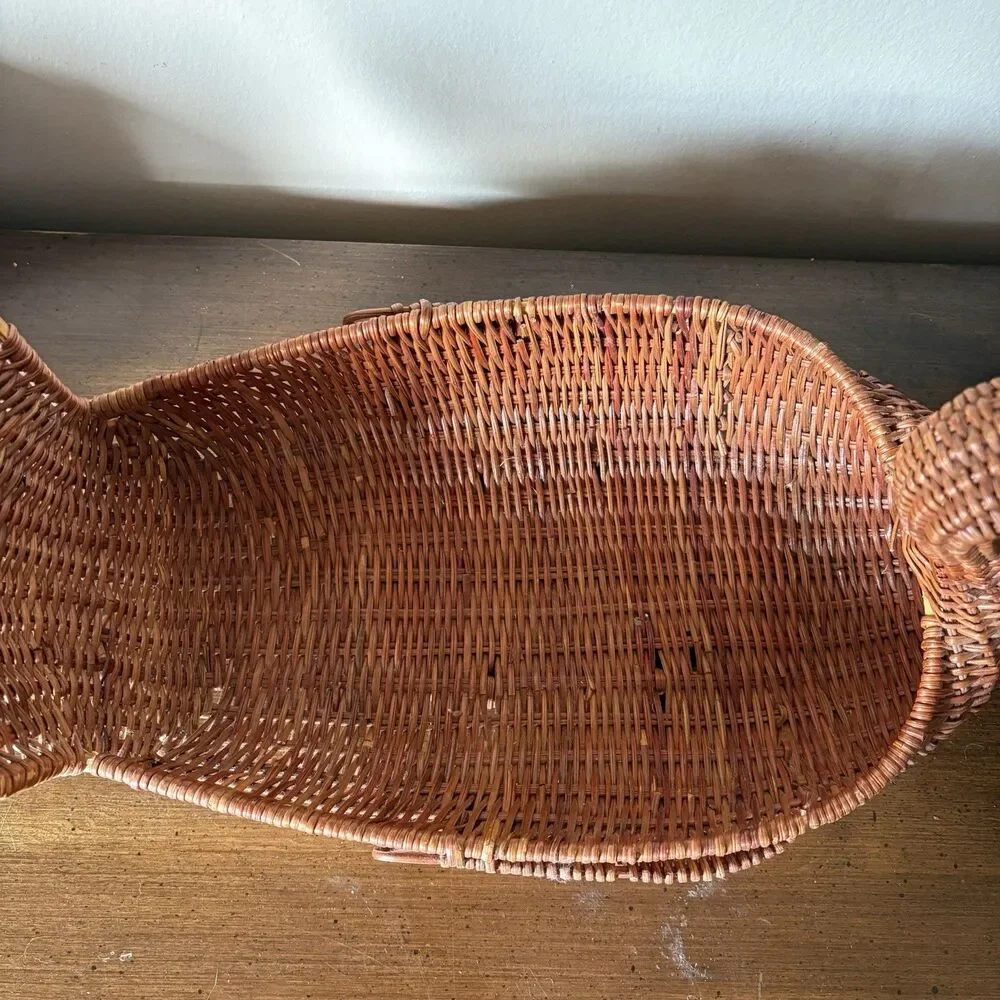Vtg Turkey Woven Rattan Basket Home Fall Decor Holiday Centerpiece Thanksgiving